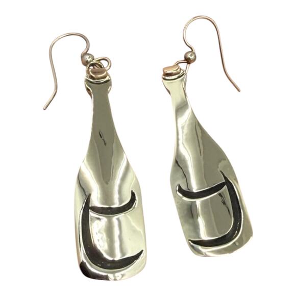 Far Fetched Copper Cork Wine Bottle Earrings Sommelier Silver Gold Artisan - Picture 2 of 4